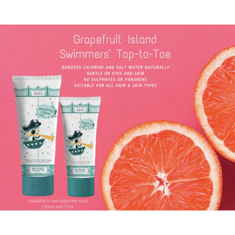 Pout Care Grapefruit Swimmers’ Top To Toe, 75 ml, 250 ml, Shampo Sabun