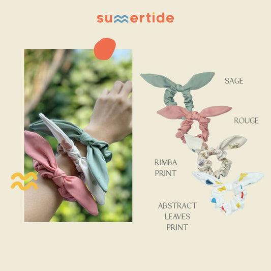 Summertide Bow Scrunchie Hair Tie | Ikat Rambut Bahan Baju Renang