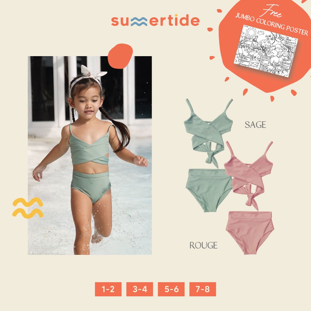 Summertide Girls Wrap Bikini Set High Waist | Baju Renang Ikat Anak