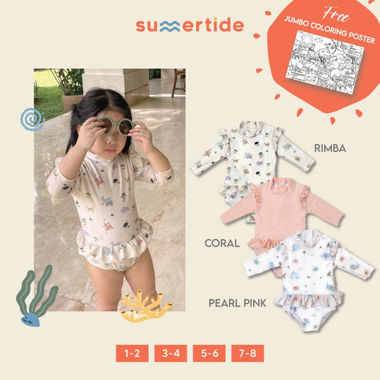 Summertide Girls 3/4-Sleeve Jumpsuit | Baju Renang Anak Perempuan