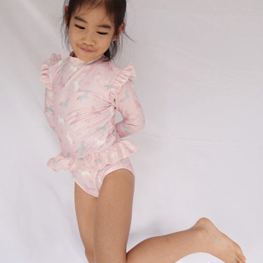 Summertide Girls Long-Sleeve Ruffle Jumpsuit | Baju Renang Anak