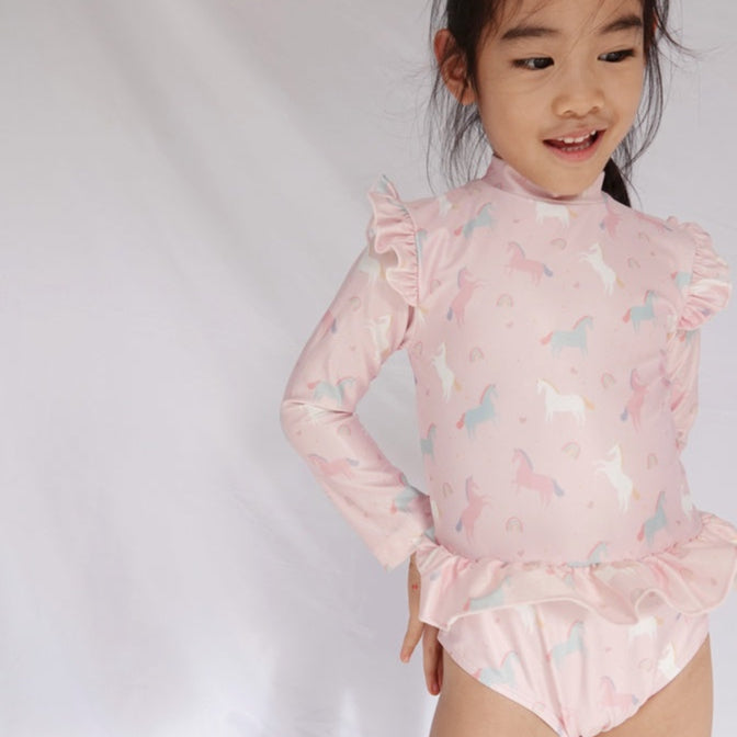 Summertide Girls Long-Sleeve Ruffle Jumpsuit | Baju Renang Anak