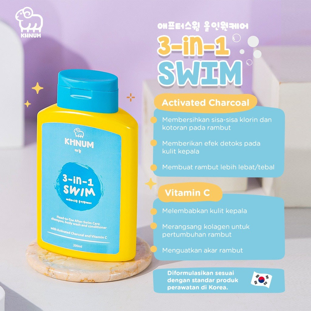Khnum 3-in-1 After Swim Care | Shampoo & Sabun Renang Anak