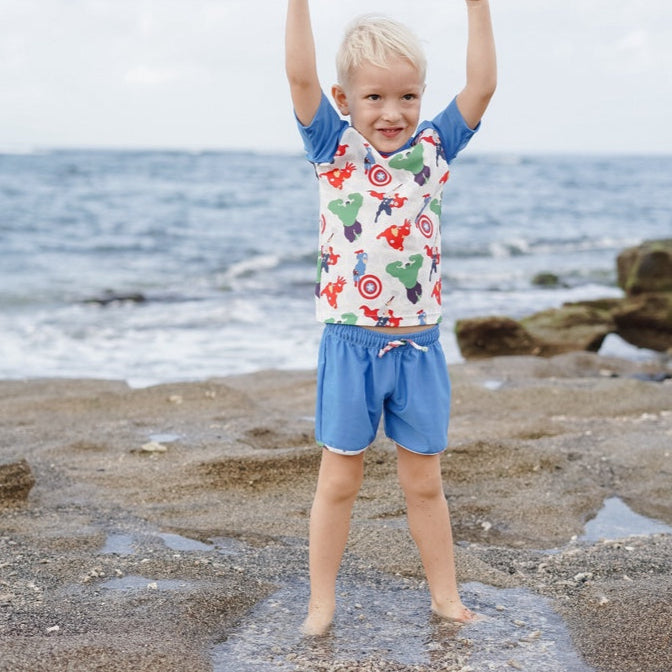 Marvel Avengers Assemble Summertide Boys Short-Sleeve Rash Guard Set