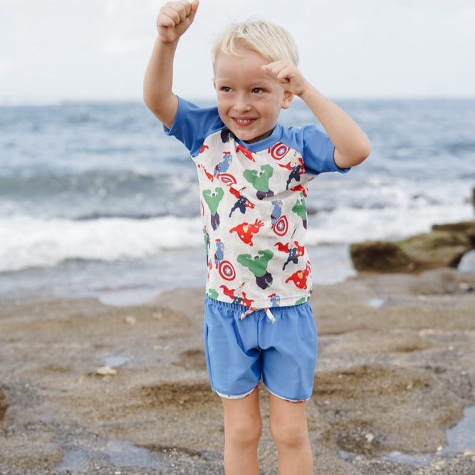 Marvel Avengers Assemble Summertide Boys Short-Sleeve Rash Guard Set
