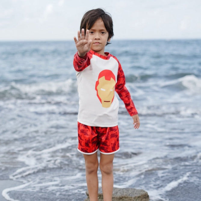 Marvel Avengers Iron Man Summertide Boys Long-Sleeve Rash Guard Set