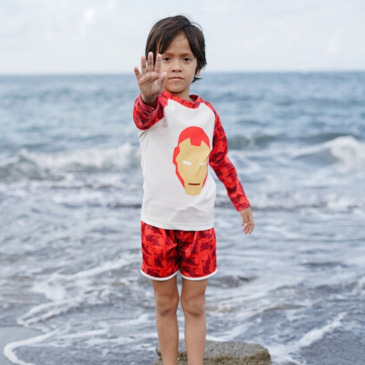Marvel Avengers Iron Man Summertide Boys Long-Sleeve Rash Guard Set