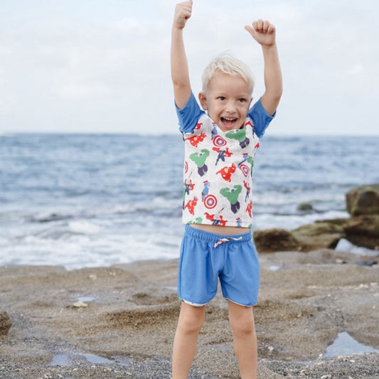 Marvel Avengers Assemble Summertide Boys Short-Sleeve Rash Guard Set
