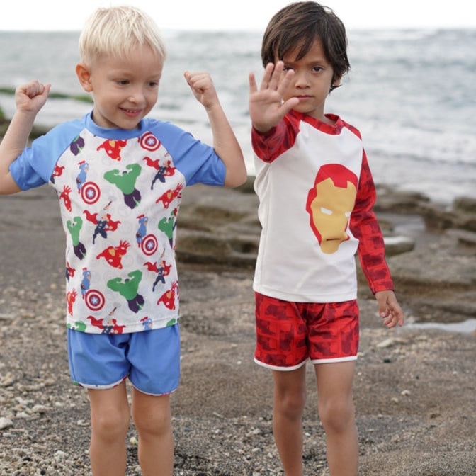 Marvel Avengers Iron Man Summertide Boys Long-Sleeve Rash Guard Set
