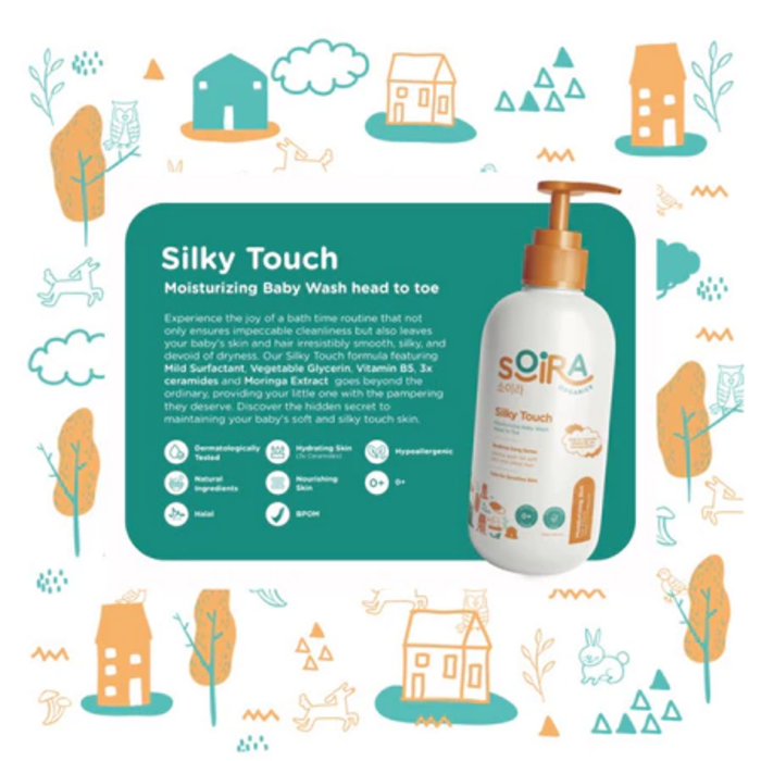 Soira organics silky touch Moisturizing Baby Wash Head to Toe 3in1 sampoo sabun dan konditioner untuk bayi anak perawatan kulit sensitif