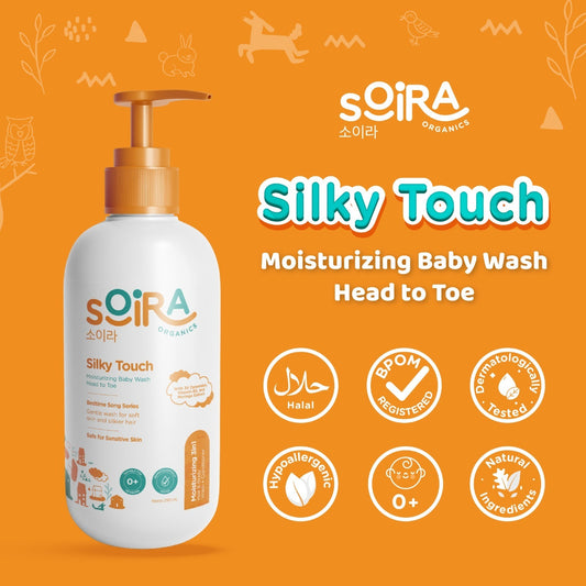 Soira organics silky touch Moisturizing Baby Wash Head to Toe 3in1 sampoo sabun dan konditioner untuk bayi anak perawatan kulit sensitif