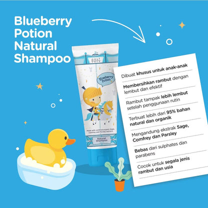 Pout Care - Natural Shampoo Untuk anak-anak with Blueberry Potion and Strawberry Magic