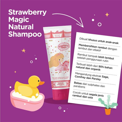 Pout Care - Natural Shampoo Untuk anak-anak with Blueberry Potion and Strawberry Magic